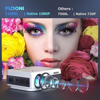 FREE SHIPPING! Projector Native 1080P WiFi Bluetooth 4K Portable & 300'' Display!