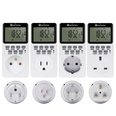 Digital Timer Switch Kitchen Timer Socket Plug 24 hr Programmable Timing Outlet