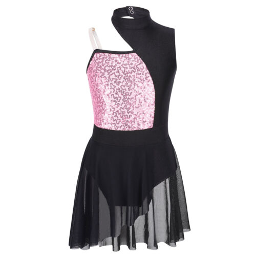 Kids Girls Shiny Sequins Ballet Dance Dress Latin Jazz Leotard Performan Costume - Picture 32 of 87