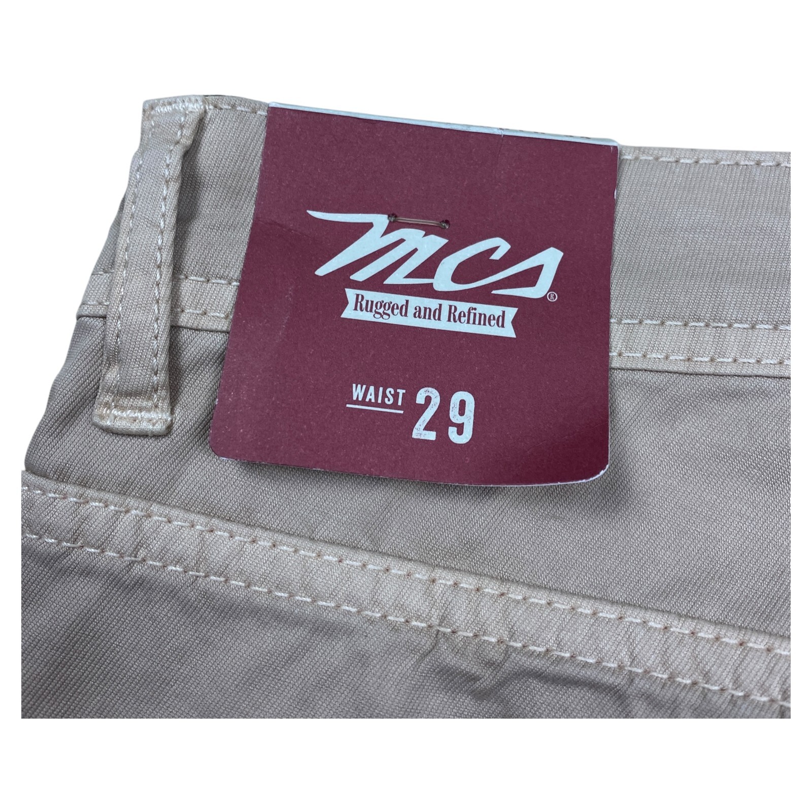 MCS Marlboro Classics Trousers Beige Regular Tapered Stretch Men's W29 L34 BNWT image 6