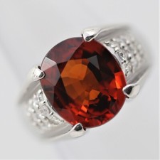 Mandarin Garnet Diamond Platinum Ring 7.45CTW
