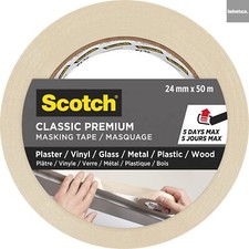 Image of Scotch Classic Premium Beige Masking Tape 24mm x 50m  (Select 1 or 3 Rolls)
