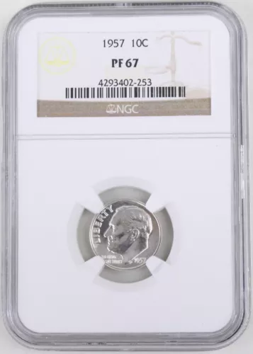 1957 Proof Roosevelt Silver Dime 10C NGC PF67