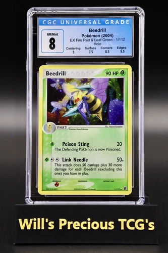 CGC 8 Beedrill 1/112 EX Fire Red & Leaf Green 2004 Holo Pokémon Card NM/Mint