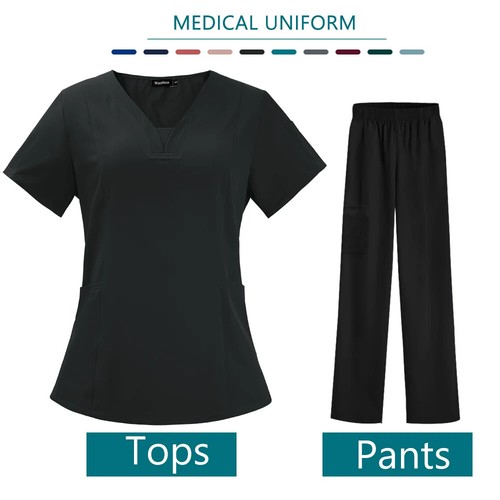 Set abbigliamento da lavoro infermiere uniforme medica cura animali domestici scrub tute sala operatoria - Foto 19 di 26