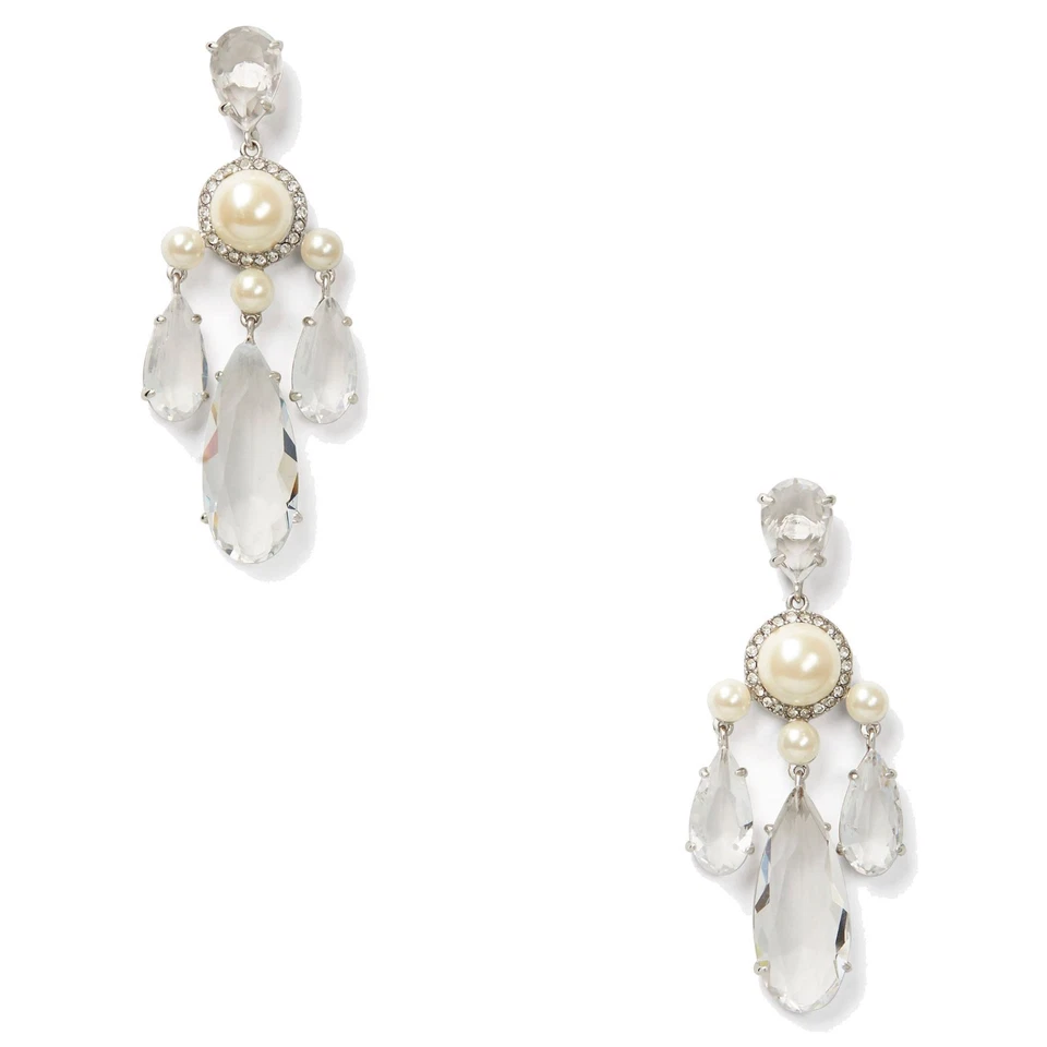 Kate Spade Crystal Glitz Glam Chandelier Faux Pearl Dangle Earrings WBRUF080 NWT - Image 4 of 4