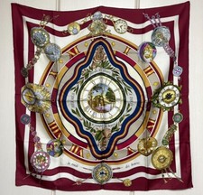 RARE VINTAGE HERMES Silk Scarf "parmi les fleurs je compte les heures" Carre 90