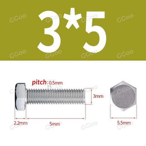 M3 - 3 mm SETSCHRAUBEN SECHSKANTKOPF VOLLGEWINDEBOLZEN A2 EDELSTAHL - DIN 933 - Bild 4 von 15