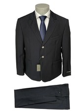 Abito uomo REPORTER, taglia 54 DROP 6 blu gessato in fresco Lana, sconto 70%. 