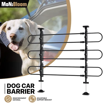 MONIBLOOM Dog Car Barrier Metal Adjustable Pet Divider Universal Fit Vehicle SUV Safe Gate