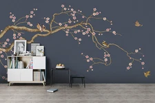 3D Floral Bird Painting Wallpaper Wall Mural Removable Self-adhesive Sticker 788