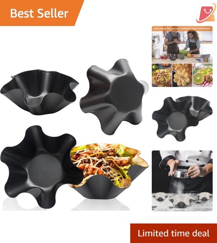 Non-Stick Carbon Steel Taco Salad Bowl Set of 4 - Fluted Tortilla Makers
