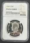1969 S 50C STAR Proof Kennedy Silver Half Dollar NGC PF 67 STAR Cameo