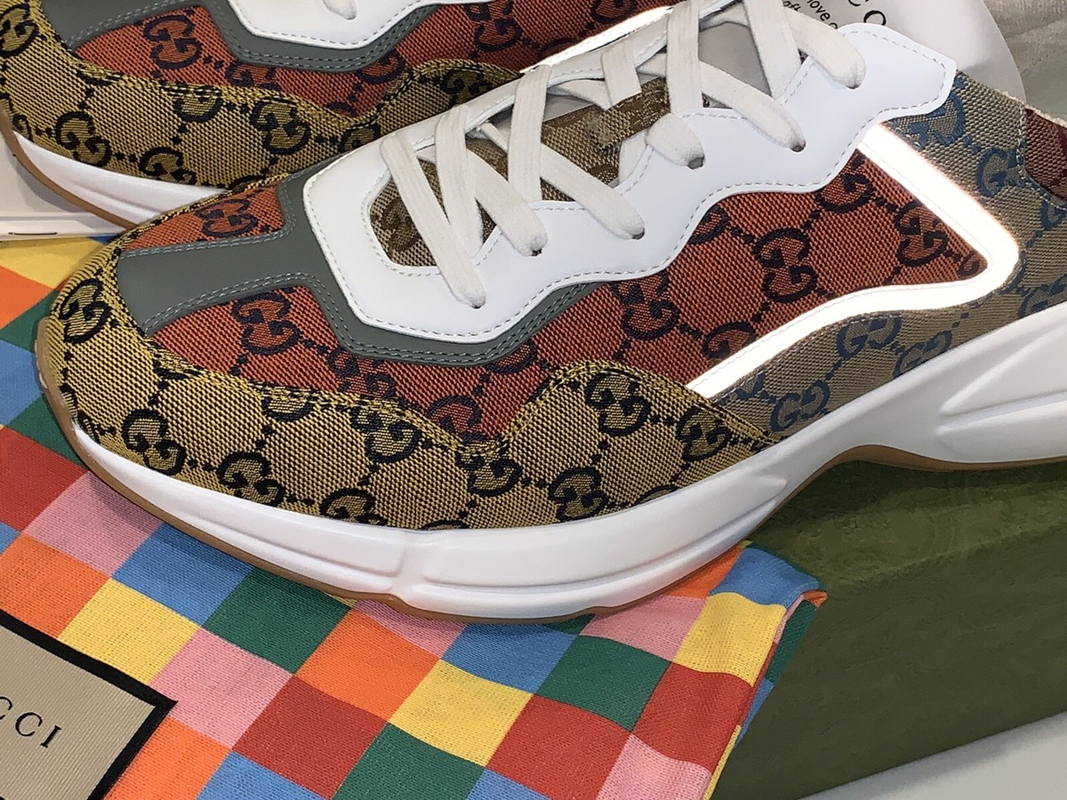 GUCCI RHYTON YELLOW MULTICOLORED FABRIC CANVAS MEN'S