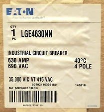 EATON CUTLER HAMMER LGE4630NN 4Pole 630AMP Type L630E Circuit Breaker Frame ONLY
