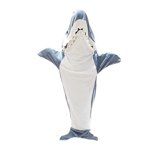 Flannel Shark Blanket Hoodie Super Soft Cartoon Pajamas Cosplay Costume - Picture 16 of 16