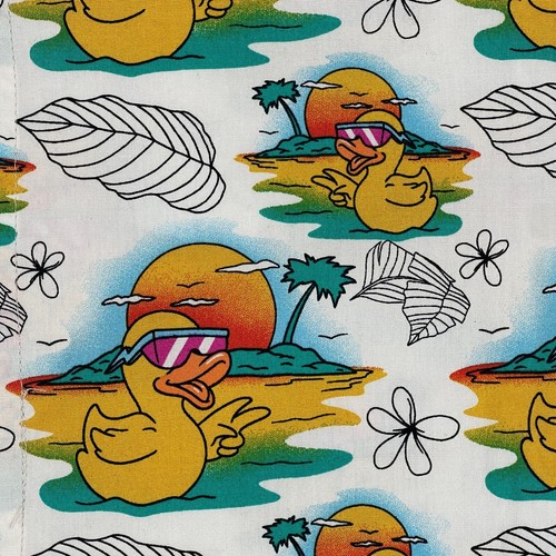 Camisa Neff Para Hombre Grande Blanca Algodón Estampado Pato Hawaiano Manga Corta Abotonada - Imagen 3 de 11