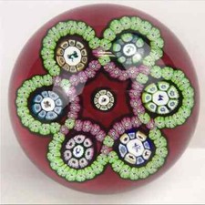 Perthshire 1979D Millefiori Garland Central Lion Animal Picture Cane Paperweight