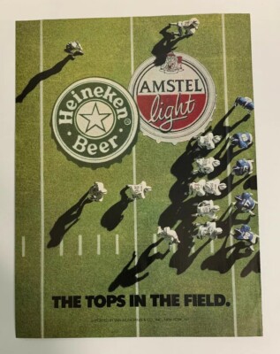 1991 Heineken Amstel Light Beer Tops In The Field Print Ad Bottle Cap Vintage