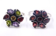 Natural Multi Gemstone Ring 925 Solid Sterling Silver Ring Handmade Ring