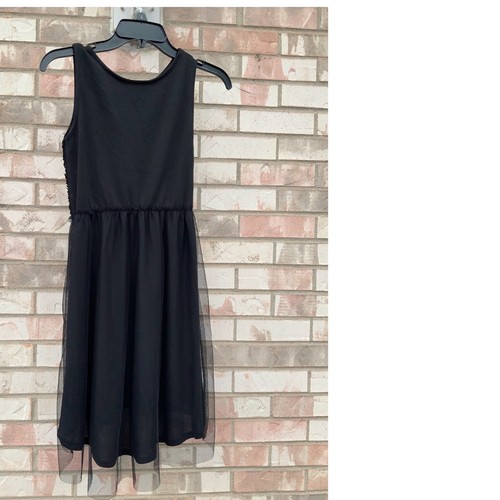 H&M Sequin Dress Party Sparkly Black Tulle Overlay Girls fits ages 10-12 - Picture 2 of 3