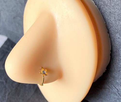 1pc Crystal Gem Flower Nose Hoop / Cartilage Ring Rook Daith Helix Tragus - Picture 3 of 11