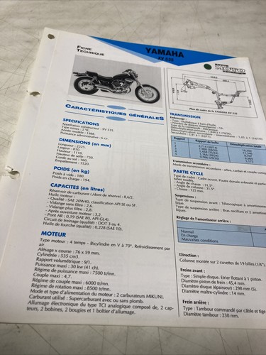 Yamaha XV535 Tipo 2YL 1988 Scheda Tecnica Moto RMT ETAI XV 535
