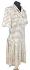 Linzi Vintage Womens Square Check Short Sleeve Pleated Tea Dress UK 14 Eu 42