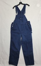 Vintage Bib Overalls Women's Size L Blue SQZ Squeeze Weathered Chinos 36x29