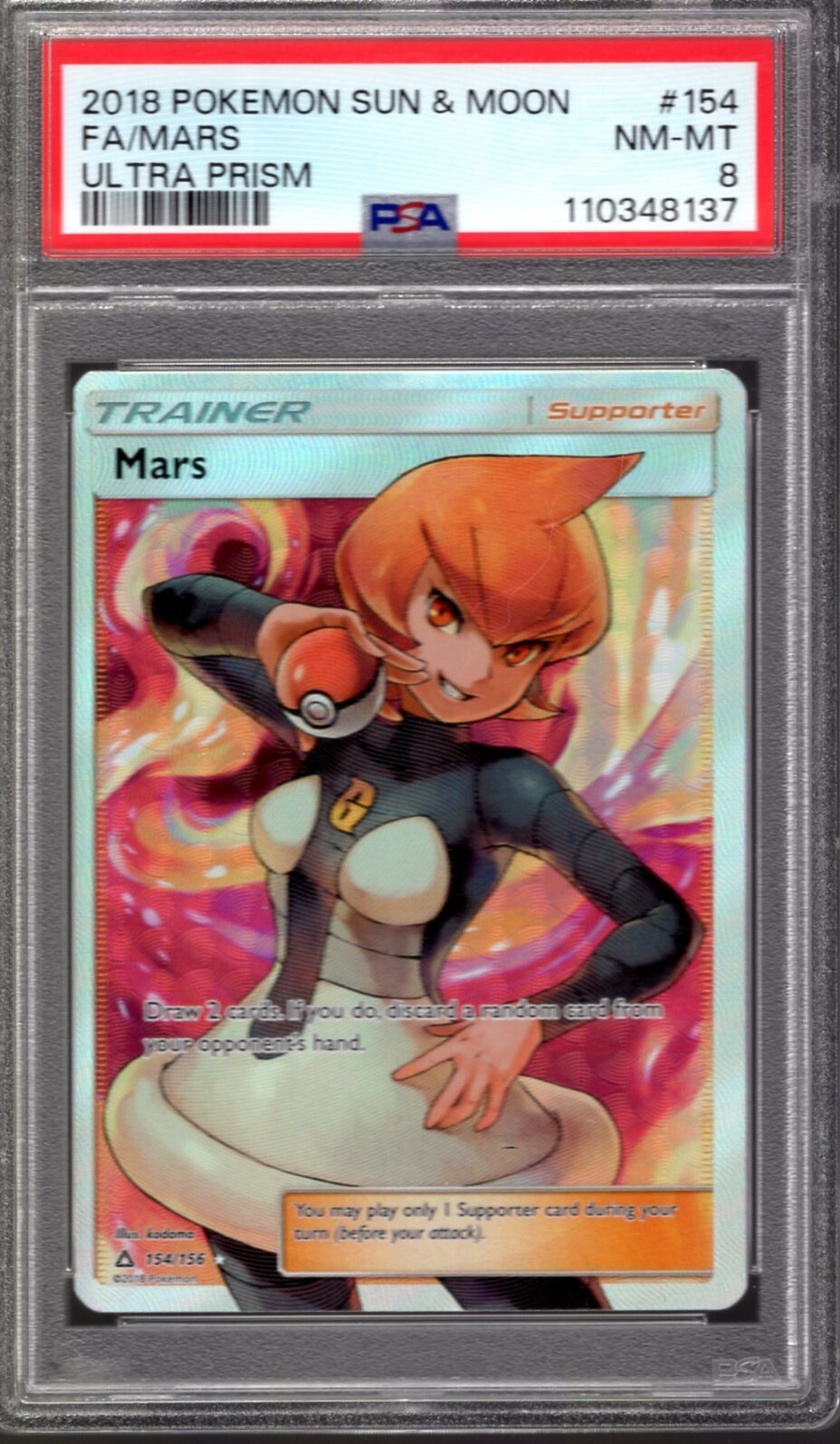 MARS PSA 8 154/156 ULTRA PRISM FULL ART POKEMON CARD 2018 SUN & MOON