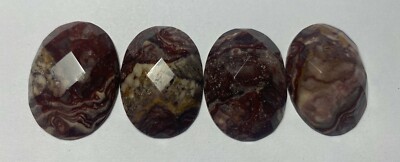 Banded Jasper Oval 30/22 Cabs Faceted Four (4) PCS BEST PRICE EBAY CHECK IT OUT!