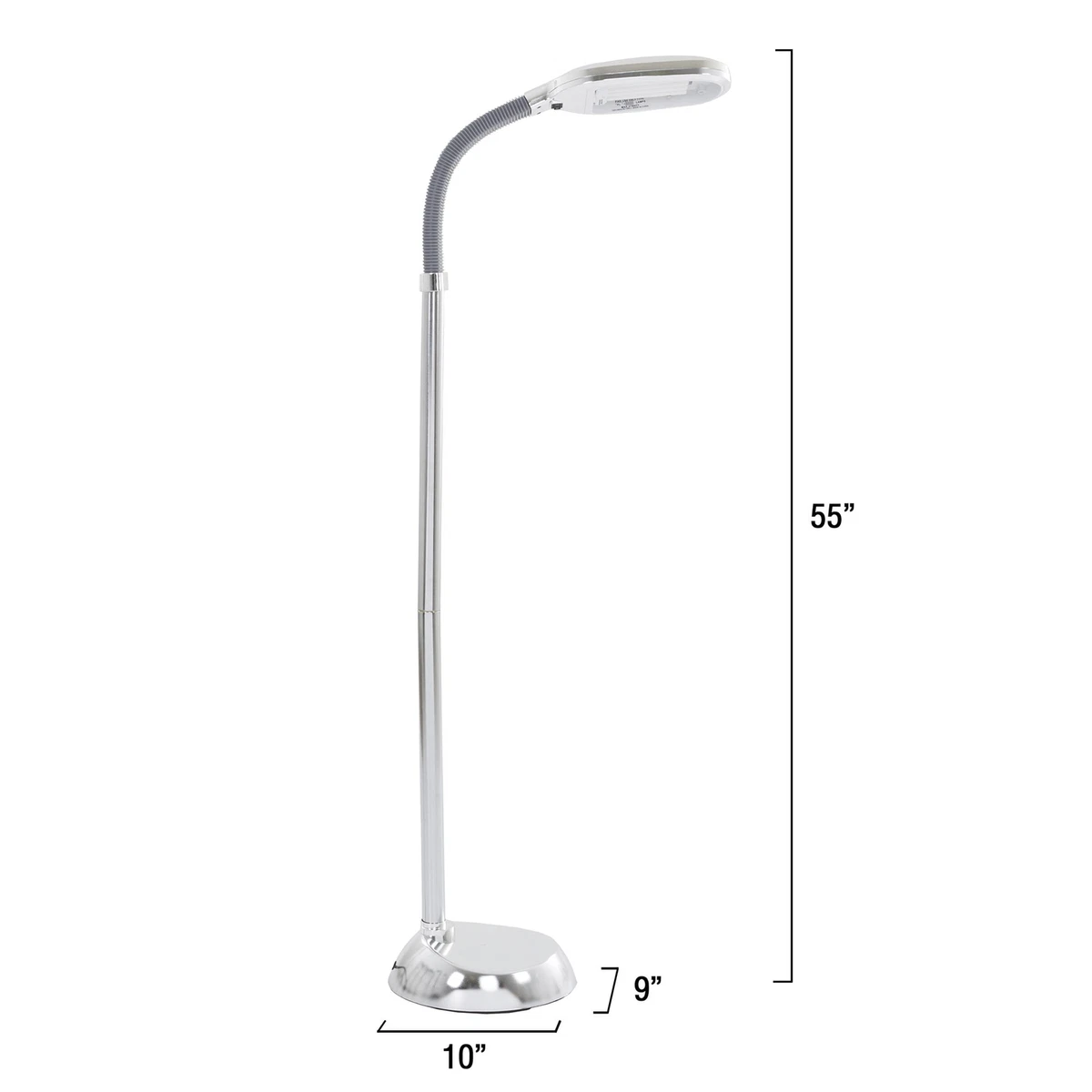 Lavish Home Adjustable Full Spectrum Sunlight Floor Lamp Chrome W