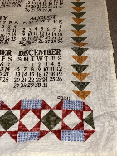 Vintage 1987 calendrier cuisine serviettes à thé mélanges de linge serviettes à main rétro kitsch - Photo 4 sur 5