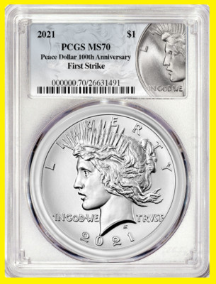 2021 US Peace Silver Dollar $1 H R PCGS MS70 First Strike