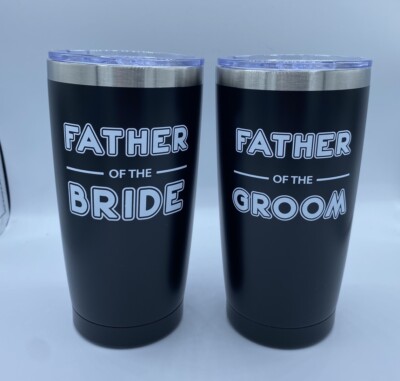 Father Of The Bride & Groom 20oz Tumblers Wedding Gift Black Stainless Steel 2pk