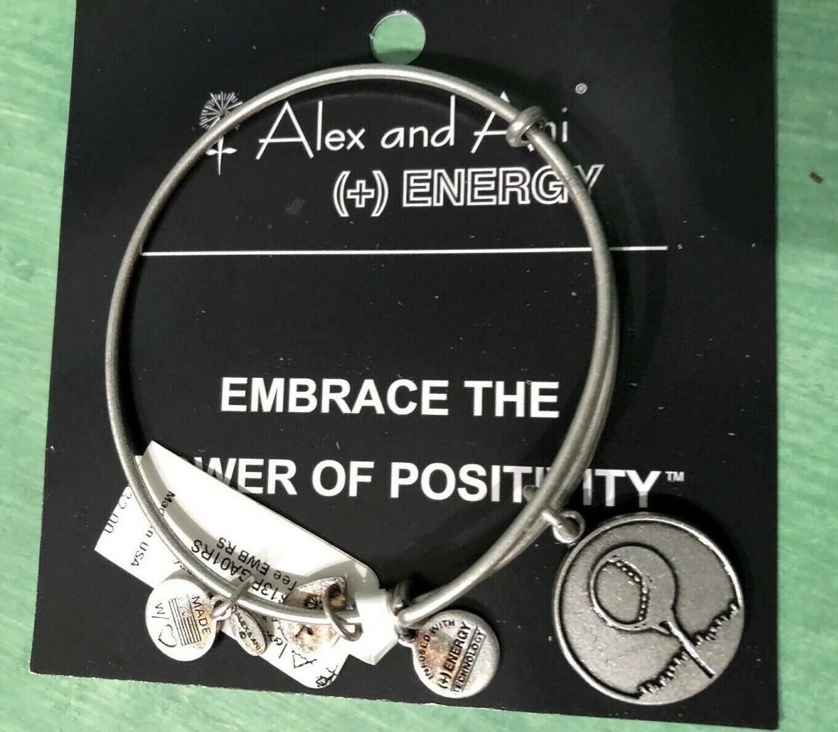 Alex and Ani PGA Tour Golf Tee Ball Charm Bracelet Bangle Silver