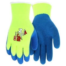MCR Safety NXG Hi-Vis Insulated Latex Dipped Palm WINTER WORK GLOVES Blue/Yellow