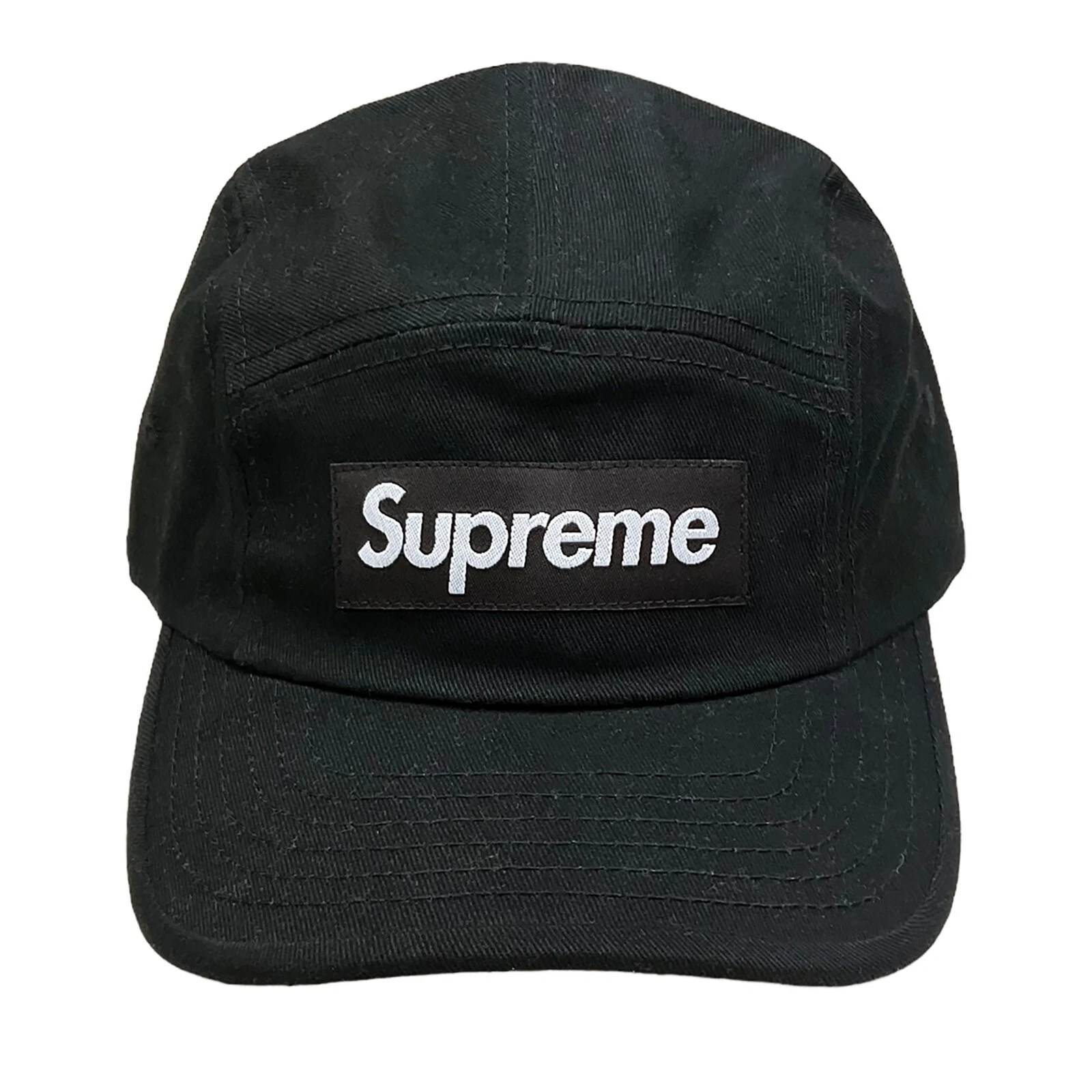 Casquette de camp Supreme SS21 chino lavé sergé 5 panneaux noire