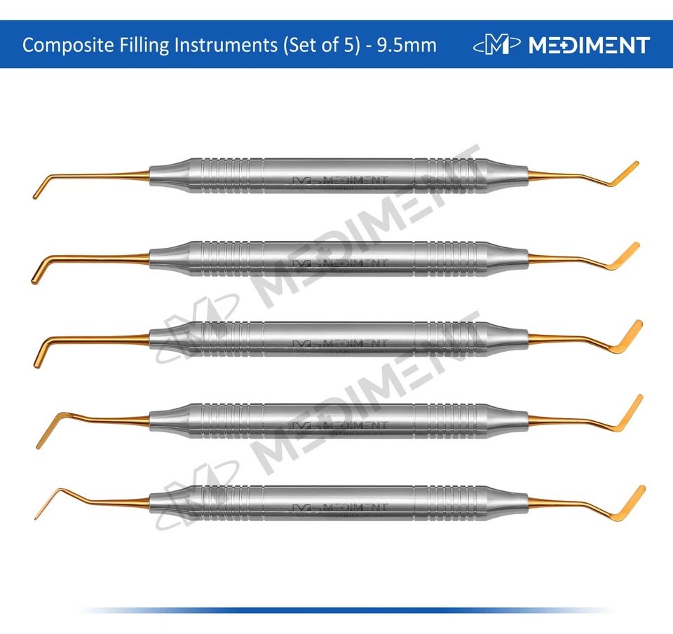 Kit restaurador recubierto de titanio dorado instrumento de llenado compuesto dental de 5 piezas Foto 4 de 4