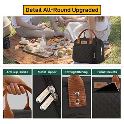 HOMESPON Lunch Bag For Woman Man Adults With Front Pocket Insulated Lunch Tote Lunch Box Container For Work Picnic Or Travel Multi Dots