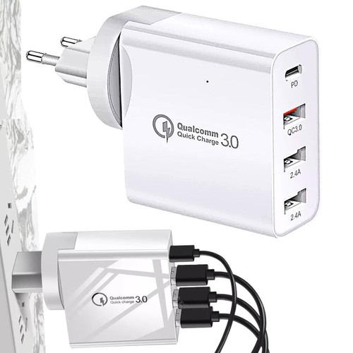 48W 4 Ports Fast Charger Multi Port USB-C Travel Adapter Quick Charge 3.0 - 第 1/9 張圖片