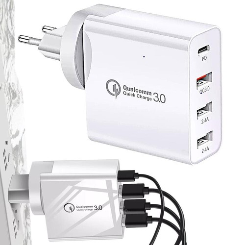 48W 4 Ports Fast Charger Multi Port USB-C Travel Adapter Quick Charge 3.0 - Picture 1 of 9