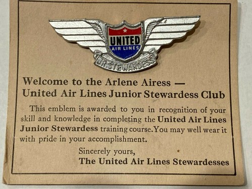 Vintage Metal United Air Lines Jr. Stewardess Pin - New Old Stock 1950's-1960's - Bild 1 von 3