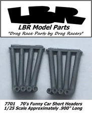 NEW Resin Short Funny Car Pro Mod Zoomie Headers .900 Long 1:25 LBR Model Parts
