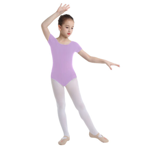 Kid Girl Leotard Ballet Dance Short Sleeves Tank Leotard Cami Gymnastic Bodysuit - Picture 58 of 88