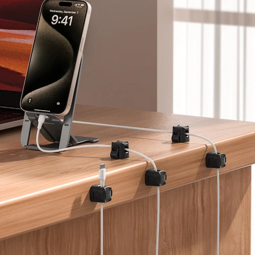 Cable Clips Cord Holder Adjustable Adhesive Cable Organizer (Black 3Pcs) UK