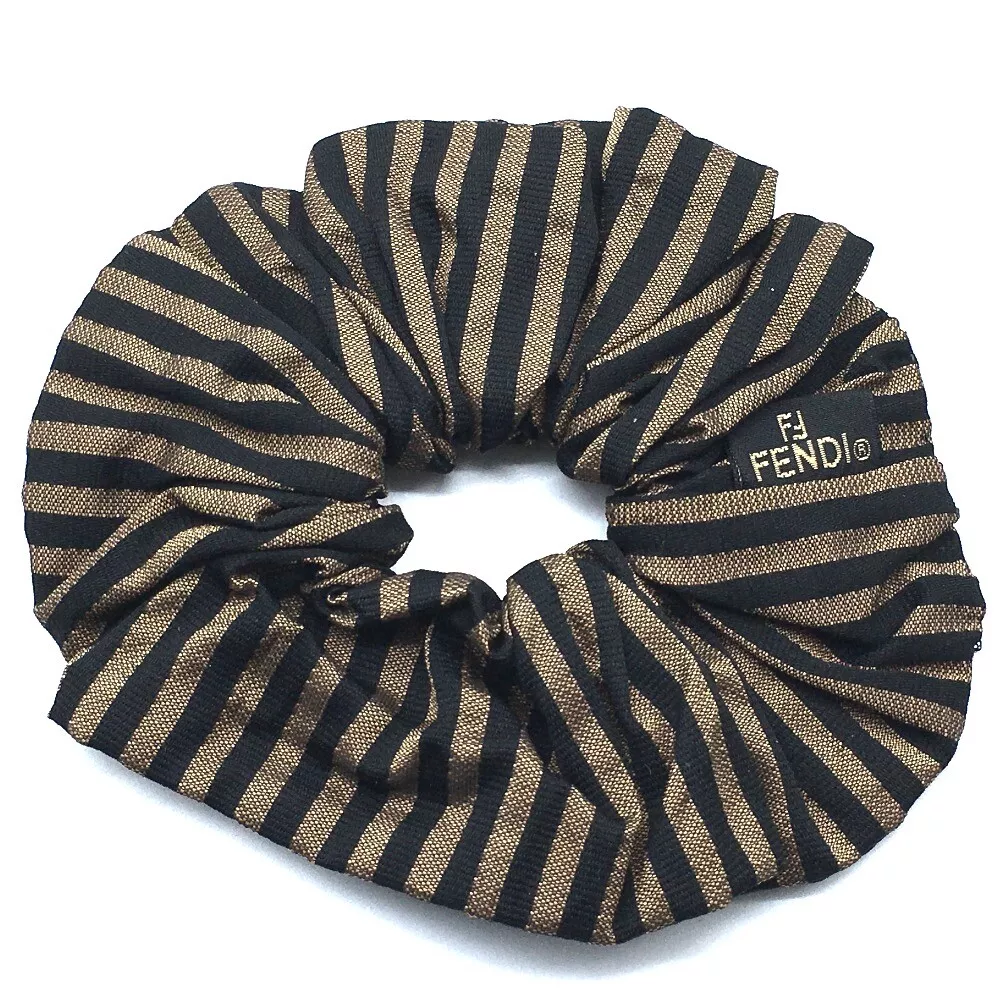 FENDI Pecan Scrunchie Hair Accessories Hair Elastic Canvas Brown x ...