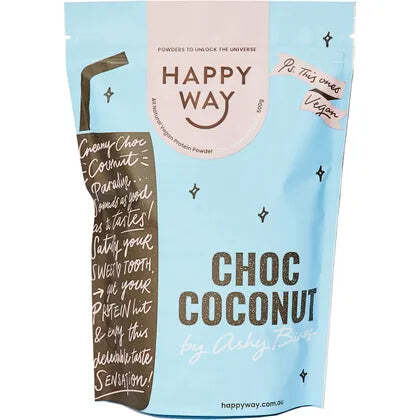 Happy Way Ashy Bines Vegan Protein Powder Choc Coconut 500g - Picture 1 of 2