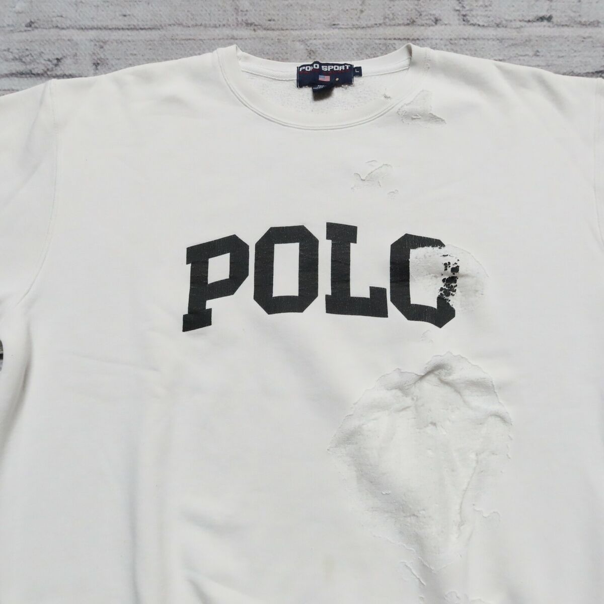 Vintage 90s Polo Ralph Lauren Distressed Logo Crew Neck Vintage 90s Polo Ralph Lauren Distressed Logo Crew Neck