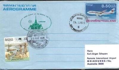 Lufthansa First Flight 30 March 1988 Bangkok - Melbourne LH794